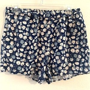 Madewell Shorts Womens Medium Drapey Pull-On French Floral Blue